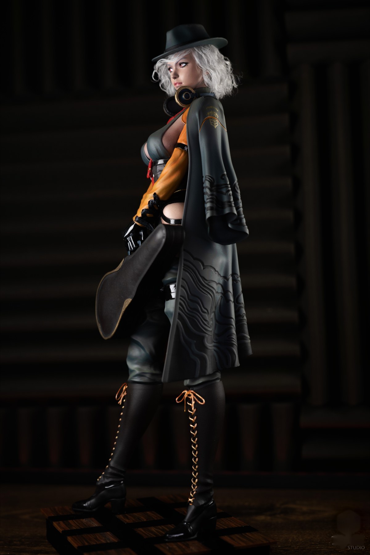 Thompson, hand-painted gangster figure in trench coat and fedora